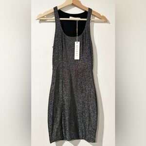 NWT Meshki Eva Low Scoop Mini Dress in Silver XS